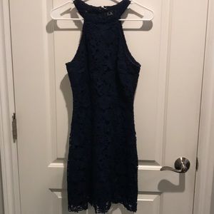Love Poem Navy Blue Lace Mini Dress